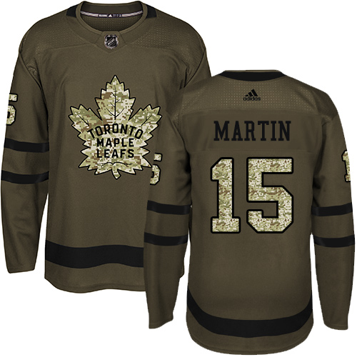 Adidas Maple Leafs #15 Matt Martin Green Salute to Service Stitched NHL Jersey